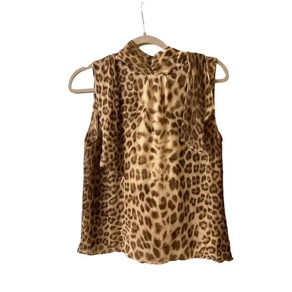 Talbots Sheer Leopard Print Sleeveless Blouse - Picture 2 of 2